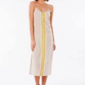 Rip Curl Baja Striped Embroidered Bohemian Retro Spaghetti Strap Dress XS